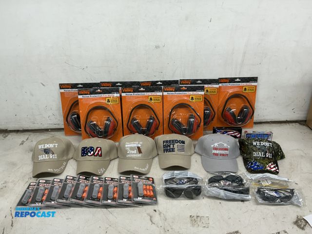 Lot 2-76881 - lot of Ear Muffs, Plug Sets, Knives, &amp; Ballcaps