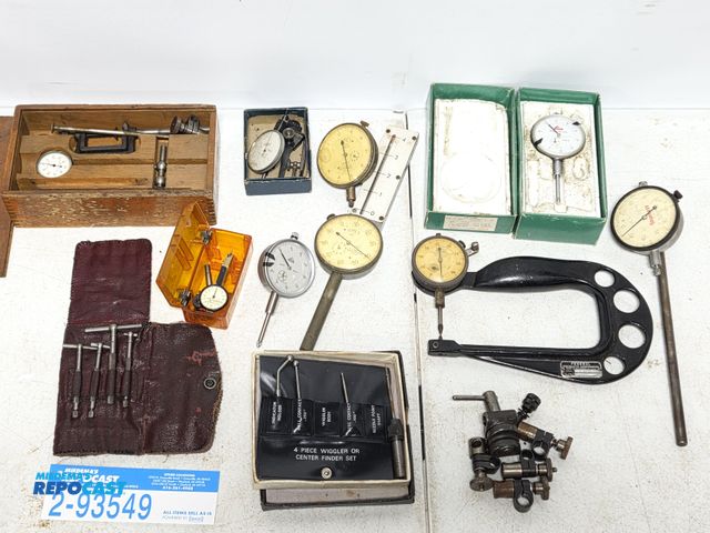 Lot 2-93549 - lot of machinists indicators, gauges, precision measuring tools, including Starrett, Lufkin, Ames, F...