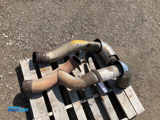 Lot 2-11258 - Single to dual 5” exhaust y-pipe, both sections have a flattened section and one has a cut line thro...