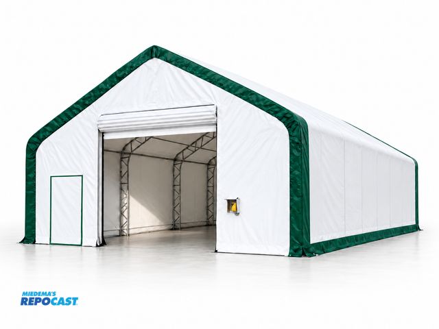 Product 2-306020 - (1) New Suihe 30’W x 60’L x 20’T double trussed peak roof shelter building, hot dip galvanized tubin...