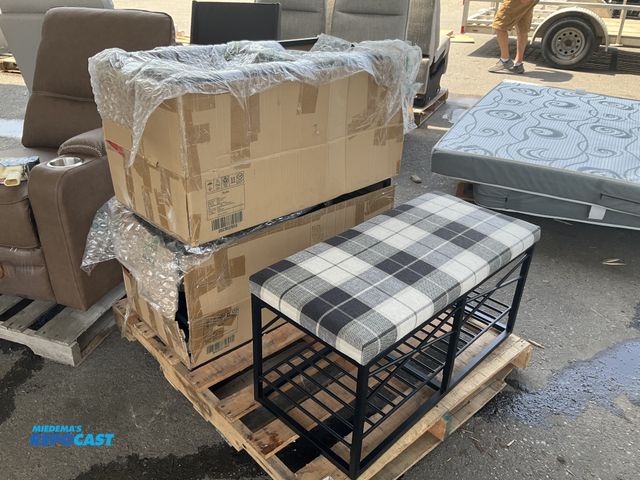 Lot 2-76863 - Lippert  (3) padded dinette benches -plaid design