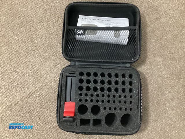 Lot 2-92913 - New Flipo Battery Storage Case with handheld battery tester. Battery case has slots for 26 AAA, 24 A...