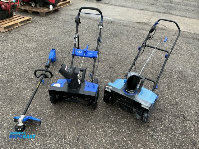 Lot 2-93734 - Lot of (2) SJ627E &amp; SJ625E Snow Joe Snowblowers &amp; Kobalt 404X06 Cordless String Trimmer