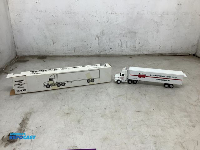 Lot 2-35146 - WhiteGMC TM aero conditional with trailer 1/64 scale die-cast metal replica