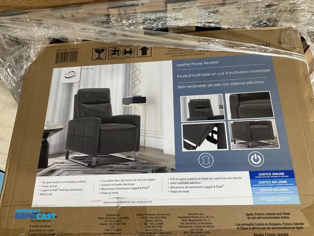 Lot 2-91754 - New Gilman Creek Power Recliner 1549547 Gray Leather, Vinyl Electric Powered Power Recliner