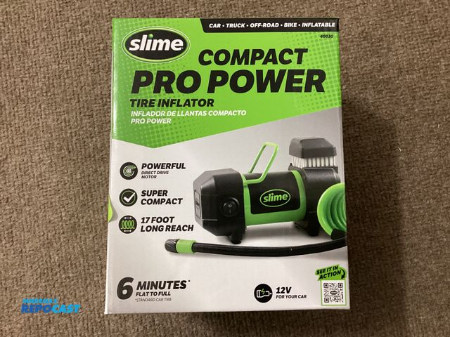 Lot 2-77699 - New New Slime Compact Pro Power Tire Inflator. Powerful direct drive motor, super compact, 17 foot l...