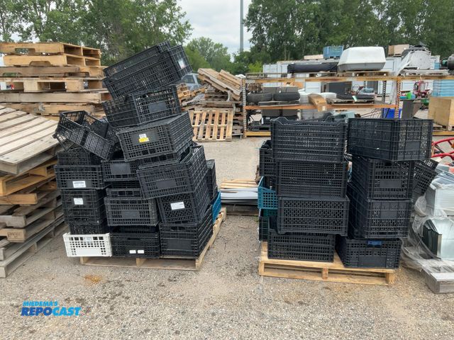 Lot 2-27580 - Large Assortment of Black Storage Crates from brands including Anavale Produce corp, Maddy’s Fresh, ...