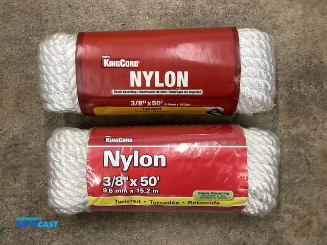 Lot 2-27525 - Two new Mibro KingCord 3/8” X 50 foot Twisted Nylon rope. Shock absorbing.