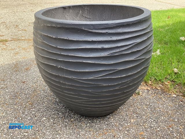 Lot 2-76445 - New Marshall Pottery Deroma Agnes Planter. 21.2 inches at the middle X 19” tall. Black-Grey