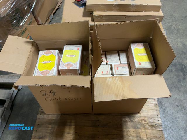 Lot 2-91300 - Box of (45) Golden Roses, some have broken pieces