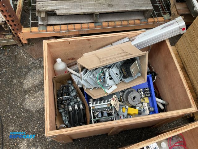 Lot 2-94839 - crate of misc. electrical supplies