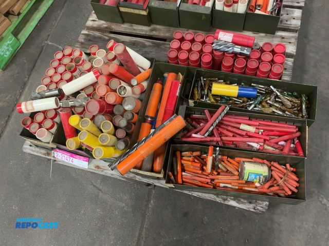 Lot 2-21474 - (8) Metal Bins of Assorted End Mills, all appear new/unused, High Speed Steel, approx. 1/4" to 1-1/2...