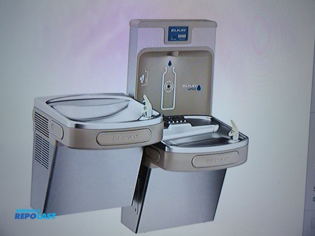 Lot 2-53330 - New Elkay Bi -level Drinking Fountain with Bottle Filler: on wall, 8gph @ 50 degrees F Stainless ste...