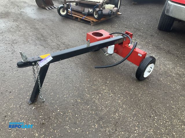 Lot 2-33638 - Huskee towable log splitter frame with hydraulic pump, filter and reservoir, one tire is flat and of...
