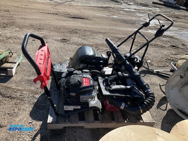 Lot 2-73233 - Skid lot of lawn items for parts including: craftsman pressure washer CMXGWAS020733, Troy-bilt jumps...