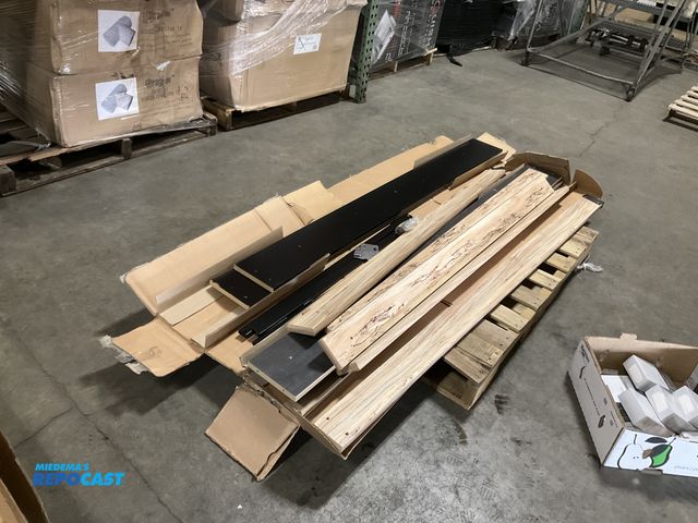 Lot 2-73452 - Signature design light wood bed frame pieces and twin sleigh rails