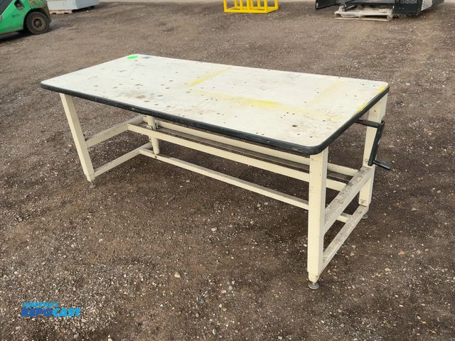 Lot 2-21448 - 6' Adjustable Height Work Table, manual crank height adjustment, 30" deep, 31" tall as pictured, top...