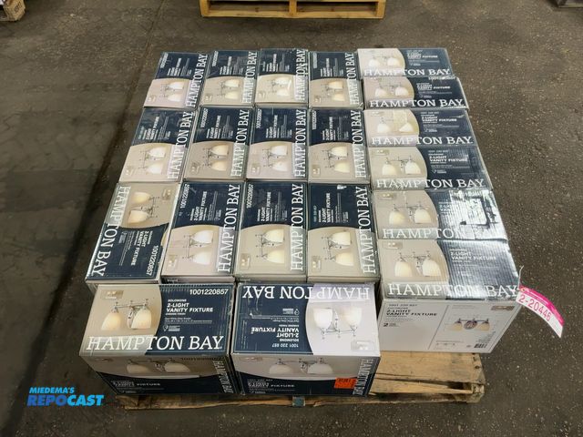 Lot 2-20446 - (20) Hampton Bay Solomone 2-Light Vanity Fixtures, Chrome Finish, Opal White Glass Shades, 13.4"x7.8...