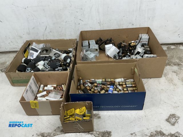 Lot 2-60408 - Lot of Miscellaneous Electrical Parts Including Outlets, Fuses, Outlet Covers, Breakers, and More