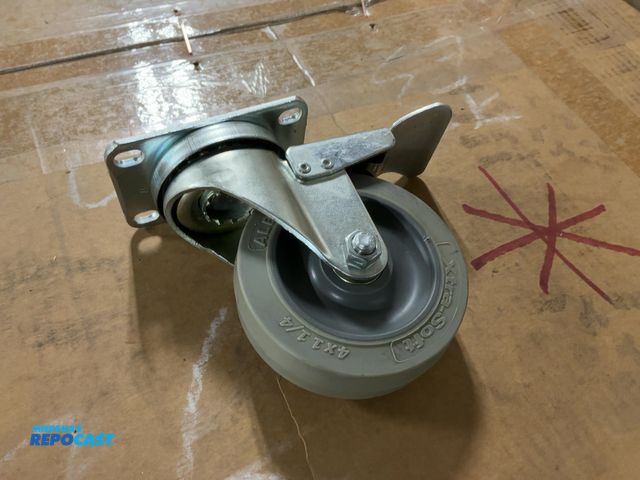 Lot 2-22076 - (12) New 4"x1.25" Xtra Soft Tread Swivel Casters with Brake, ball bearings, 2-1/2x3-5/8" top plate, ...