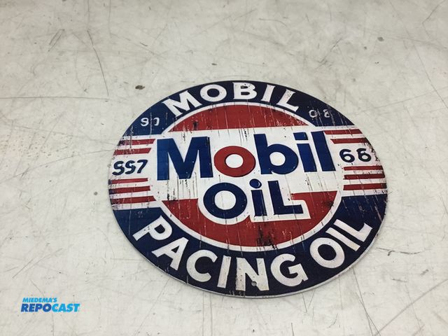 Lot 2-75371 - Mobil oil circular metal tin sign approx. 8”
