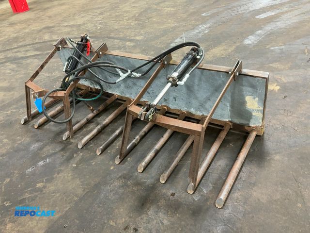 Lot 2-43079 - Used Home Made 84” Tine Grapple Attachment. 1-3/4” diameter tines, two grapple arms, hydraulic hoses...