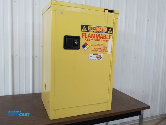 Lot 2-34228 - Securall safety storage cabinet. Model #A306. 12 gallon capacity. One adjustable shelf. 23"w x 18"D ...