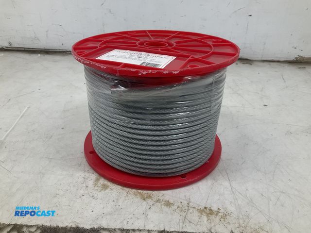 Lot 2-17109 - Reel of Koch 7x19 Galvanized Cable Clear VC, 3/16”, 250ft Long - 1/4” Overall Diameter