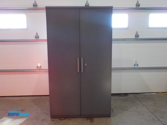 Lot 2-34105 - 2-Door metal storage cabinet ; Four adjustable shelves. Dimensions: 36" w x 18"d x 64" h.