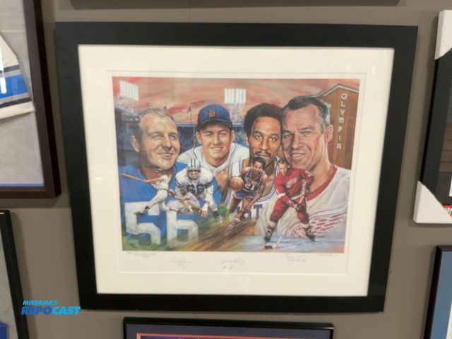 Lot 2-53318 - “Legends of Detroit” Framed Autographed Lithograph featuring Joe Schmidt, Al Kaline, Dave Bing, and ...