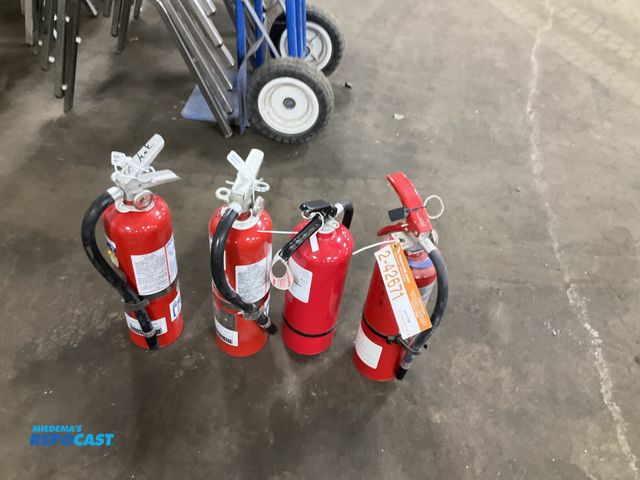 Lot 2-42671 - (4) 5lb dry chemical fire extinguishers, two were last inspected in 2026, one was last inspected in ...