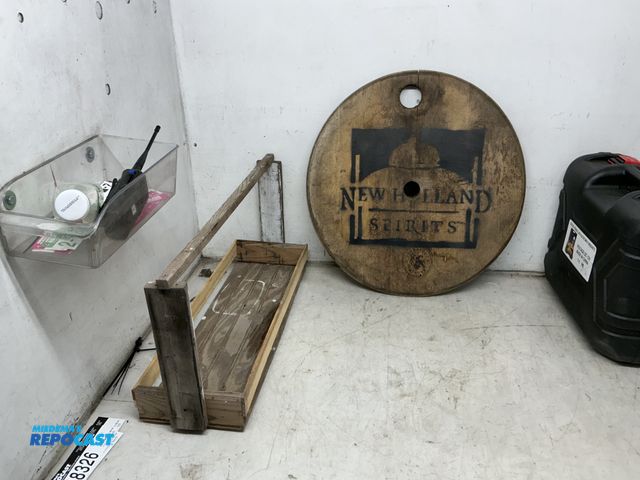 Lot 2-18326 - Lot of New Holland Spirits Barrel Top and Wooden Basket