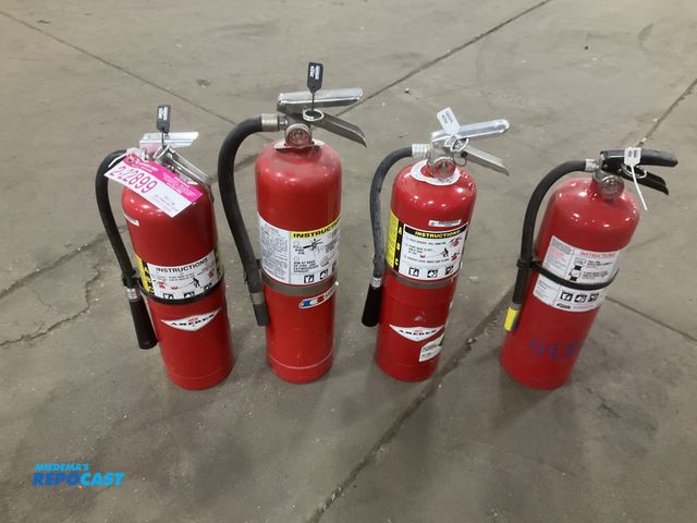 Lot 2-22899 - (4) 10 lb dry chemical fire extinguishers, two were lasted inspected inspected in 2025 and two were ...