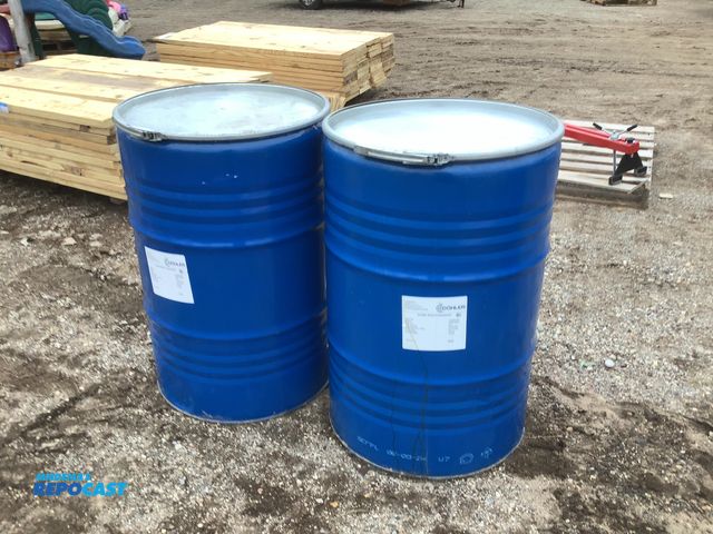 Lot 2-92550 - Lot of (2) 55gal. Blue Steel Barrels w/ Removable lids and locking rings