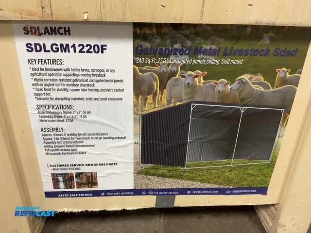 Lot 2-42127 - New SDLANCH SDLGM1220F Galvanized Metal Livestock Shed, 19.2’x11’x10.4’ tall, Welding Required, come...