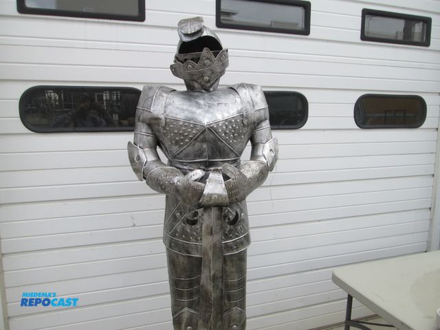 Lot 2-56954 - Tin Knight Armor Man w/ a Sword - approx. 80" tall x 24" wide