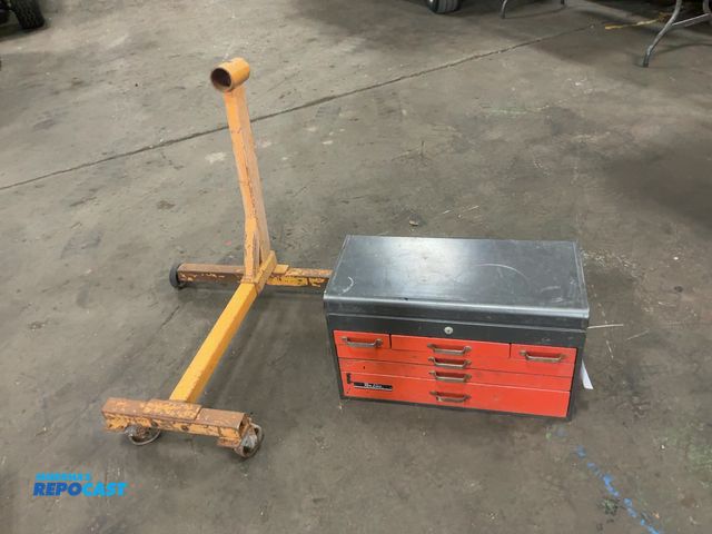 Lot 2-22858 - Lot of (1) Rem Line 6-Drawer 26” Toolbox and (1) Engine Stand On Casters, missing part that holds en...