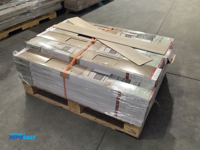 Lot 2-99902 - Skid lot of (34) boxes of traffic master pinevale pass oak 6” x 48” rigid core vinyl plank floor boa...