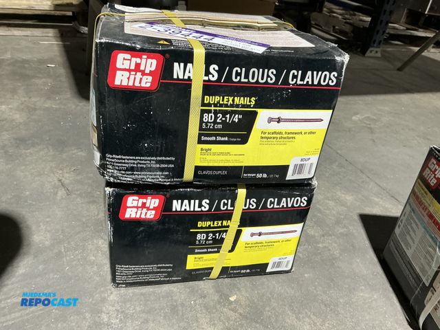 Lot 2-39444 - 2 New Grip Rite 8D 2-1/4” Duplex Nails 50lb per box