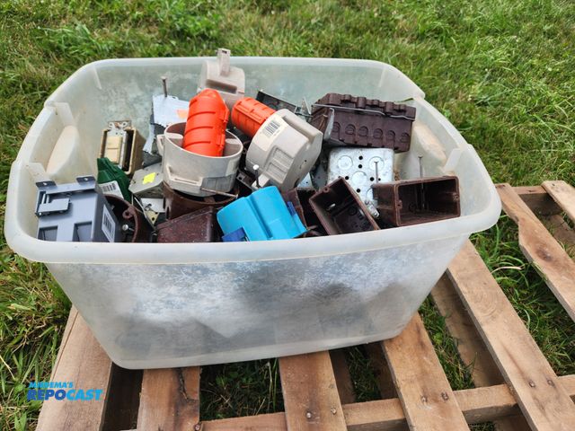 Lot 2-27705 - Lot of (1) Large Tote of Electrical Boxes, Mostly Metal. Mostly new and unused without any metal hol...
