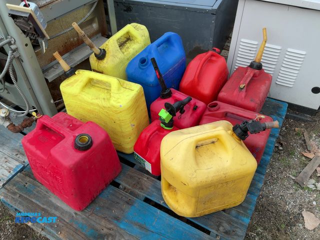 Lot 2-67780 - Lot of (10) assorted fuel cans.