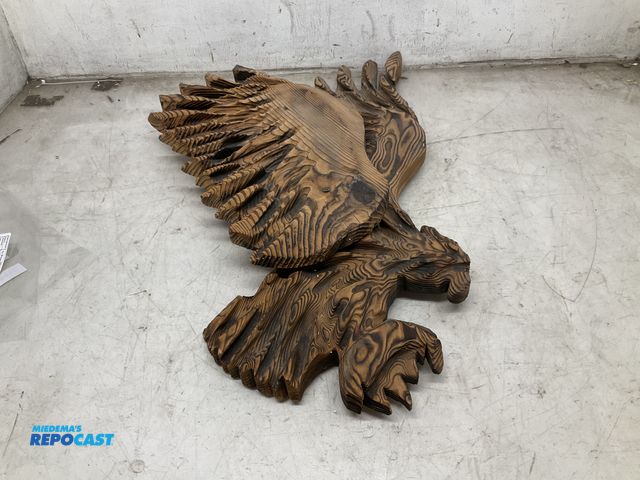 Lot 2-19775 - Wood Large Carved Wooden Eagle Wall Mount with wood burn design, 24"x12"