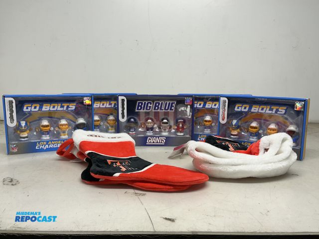 Lot 2-65775 - Lot of (5) Lil People Chargers &amp; Giants, (2) Texas Tech Stock, (2) Texas tech Hats