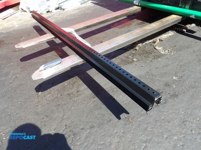 Lot 2-51105 - lot of 6 steel fence post, u-channel 6ft x 3", 1/2" mounting hole space, black