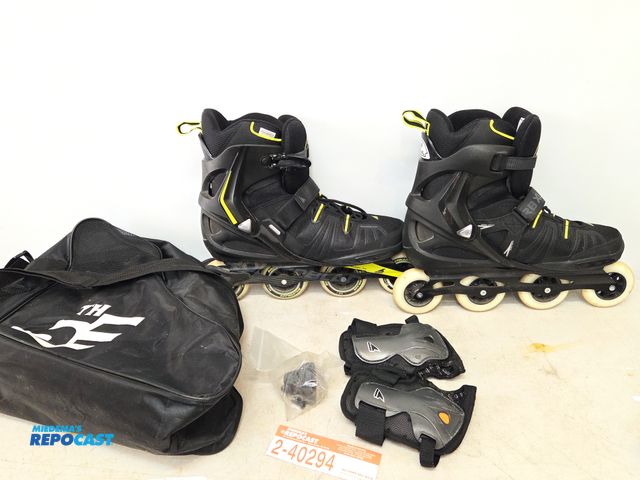 Lot 2-40294 - Rollerblade RB XL, size 13 men's inline skates, with pads, bag. good wheels and bearing, said to onl...
