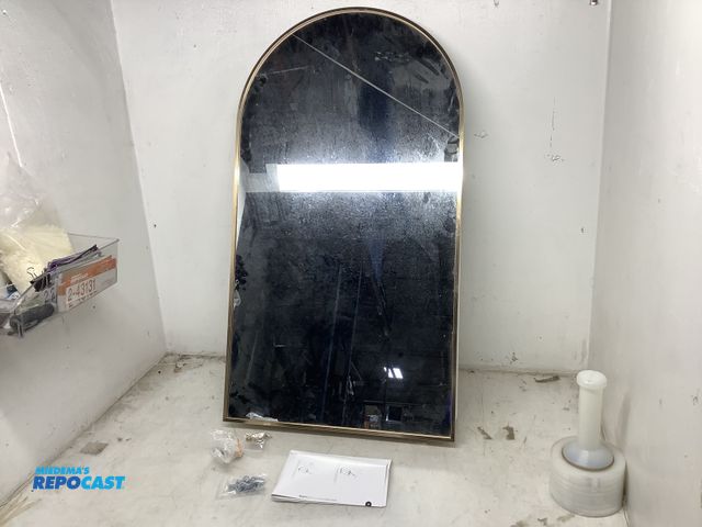 Lot 2-74191 - 19.75”x35.5” Arch Shaped Vanity Mirror Cabinet with 4 Glass Shelves, Cabinet is 4”D. Includes Hardwa...