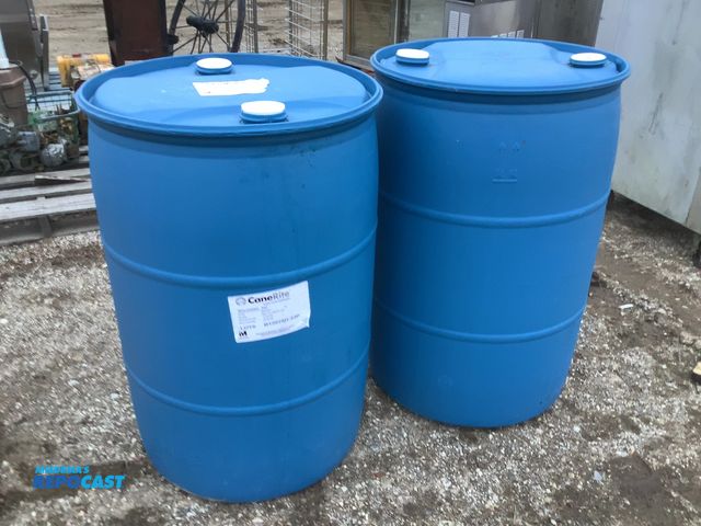 Lot 2-92552 - Lot of (2) 55gal. Blue Plastic Barrels w/ (2) Removable Bungs