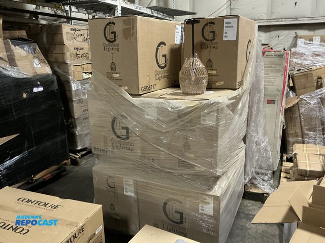 Lot 2-99398 - Skid lot of Satin Black 20” Wicker Gustafson Lighting GSD5717