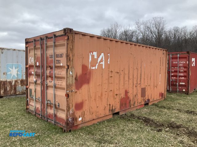 Lot 2-42913 - 20’ Shipping / Storage Container 8’ wide x 8’ 6” tall, Swing doors on one end, wood deck, rings for ...