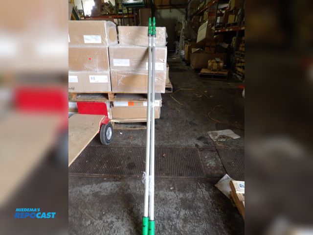 Lot 2-53281 - lot of (2) new unger telescoping poles threaded 216" max telescoping lg., 7/8" handle dia. green, #E...